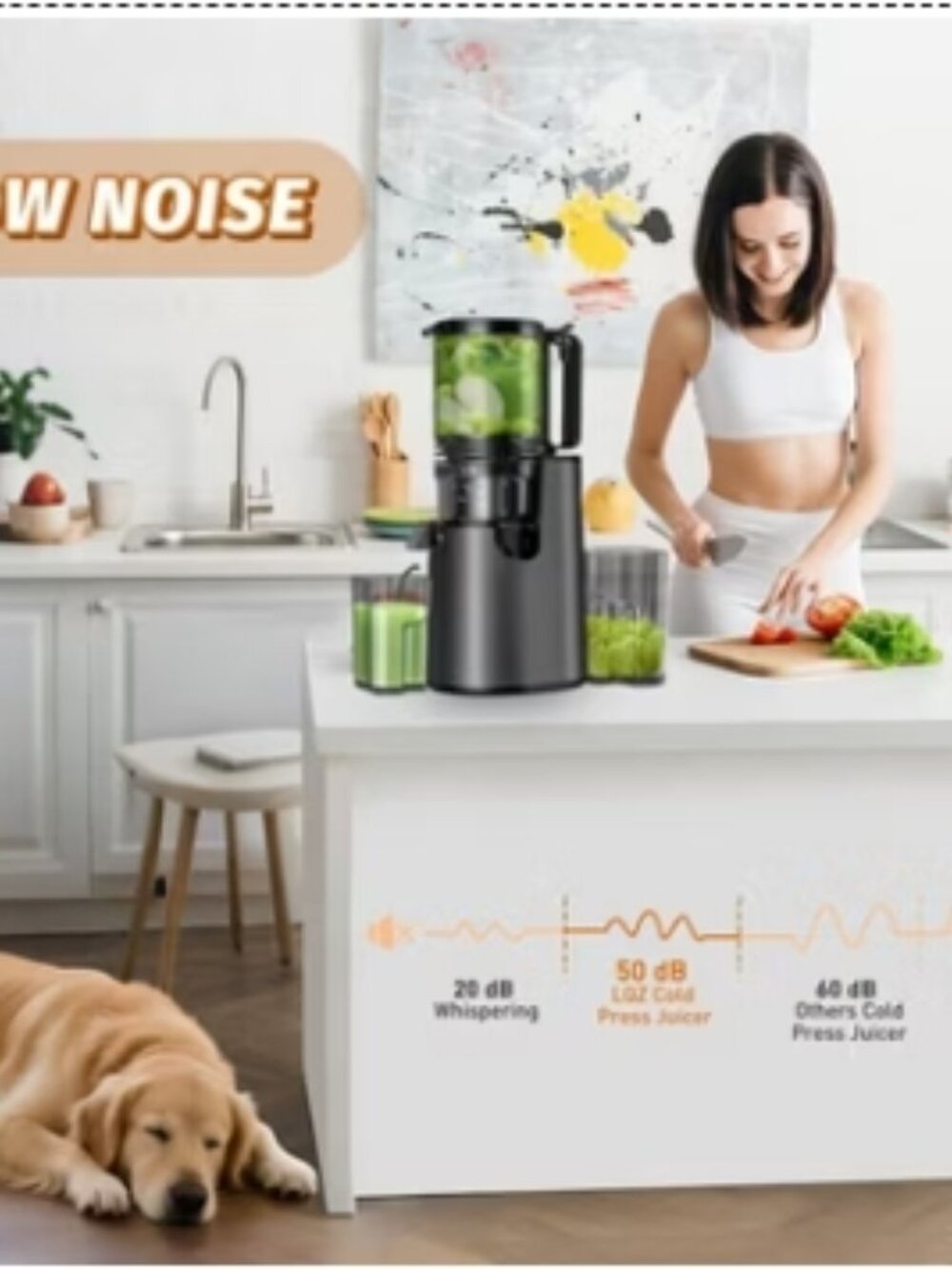 Cold Press Juicer, Juicer Machines with 5.4" Wide Feed Chute for Juice Extractor - Picture 5 of 9